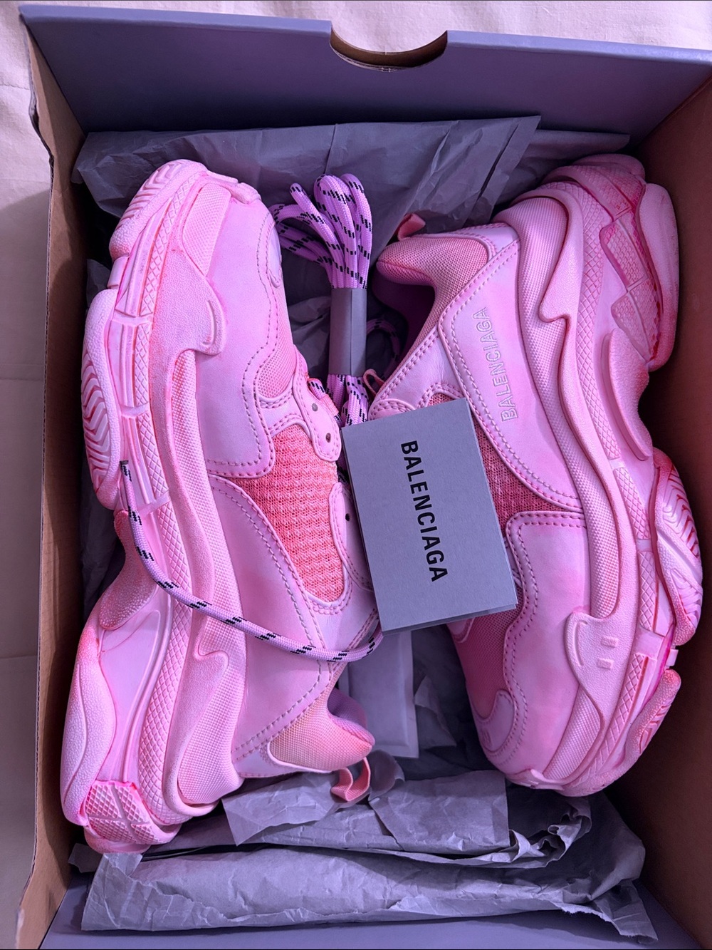 Balenciaga Women's Pink Chunky Dad Sneakers